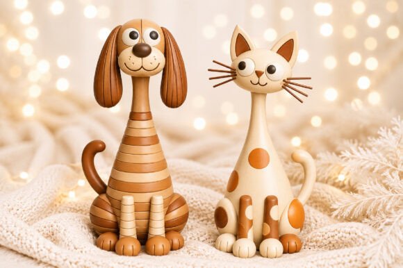 Cute Dog and Cat 3D Printable STL File  Pet Figurine Decor Set - Image 3