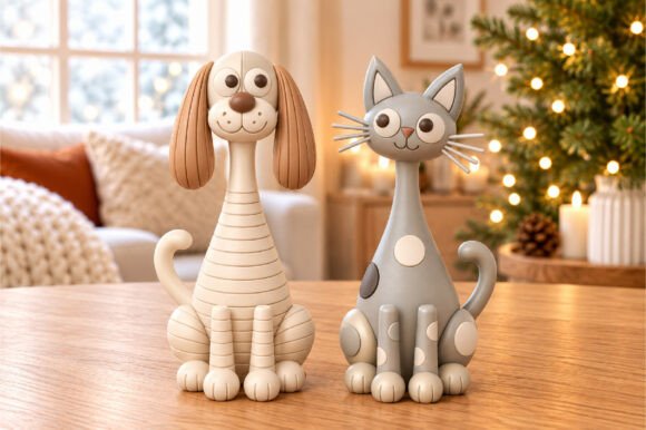 Cute Dog and Cat 3D Printable STL File  Pet Figurine Decor Set - Image 4