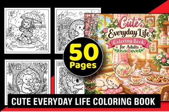 Cute Everyday Life Coloring Book