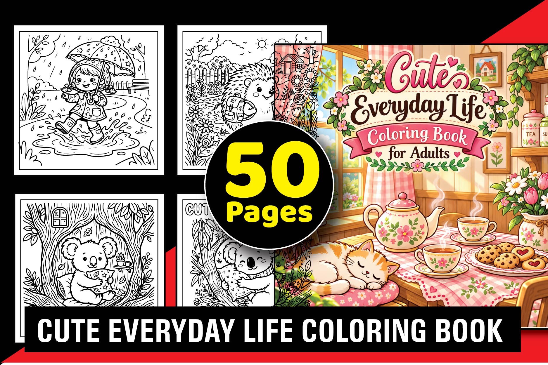 Cute Everyday Life Coloring Book