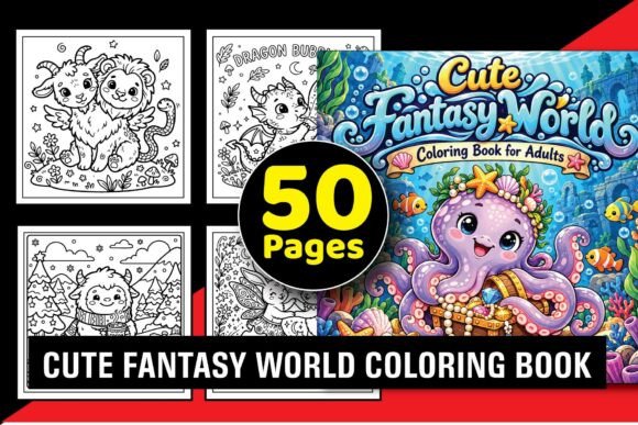 Cute Fantasy Coloring Book Adults