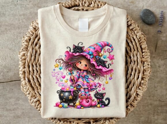 Cute Witch Girl Cauldron PNG Graphic Illustrations By Graphic Divine