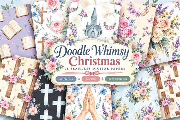 Doodle Whimsy Christmas Seamless