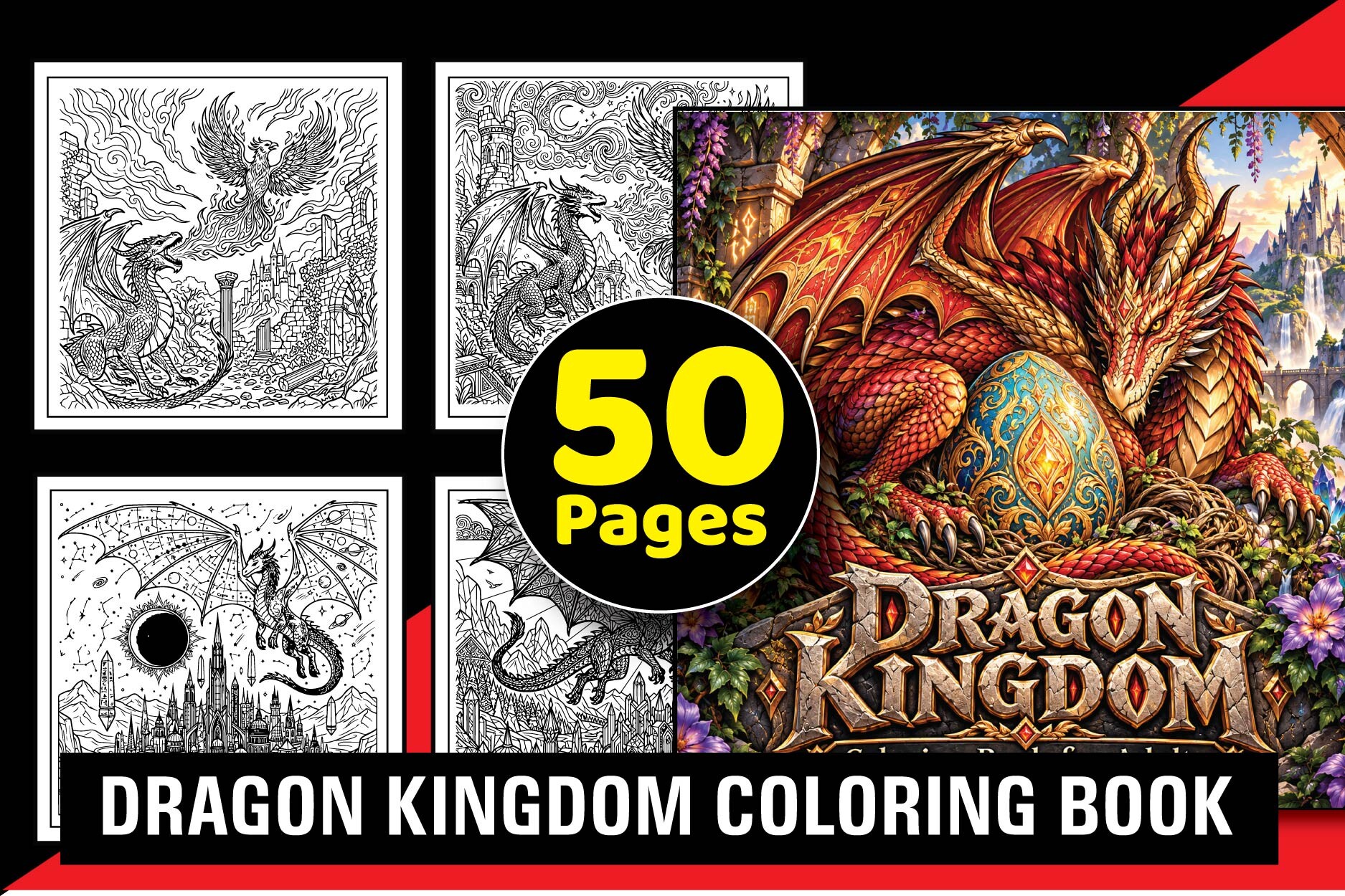 Dragon Kingdom Adult Coloring Book