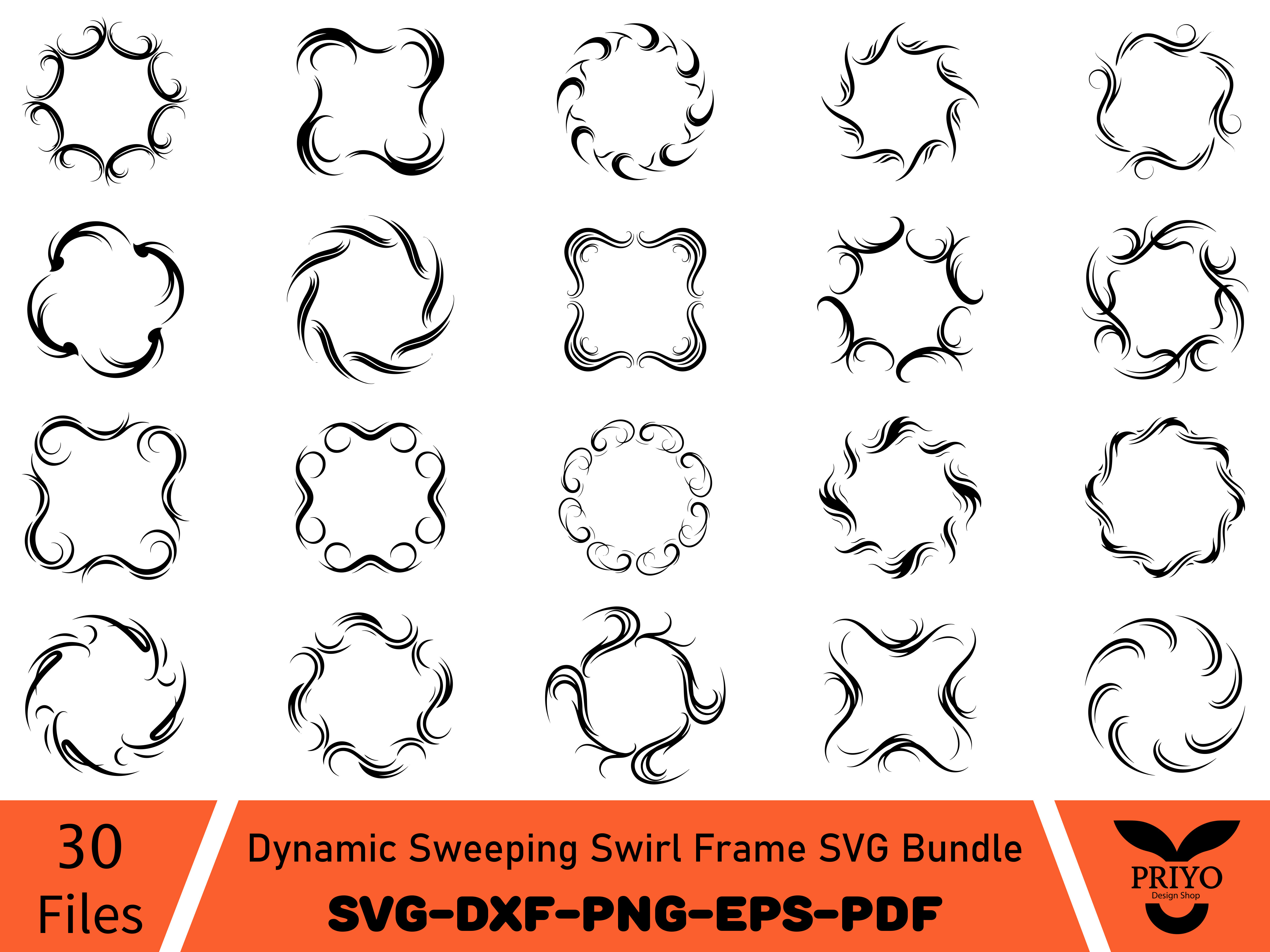 Dynamic Sweeping Swirl Frame SVG Bundle