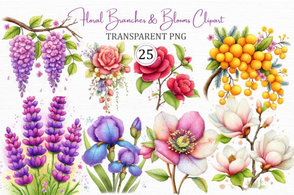 Floral Branches & Blooms PNG Clipart