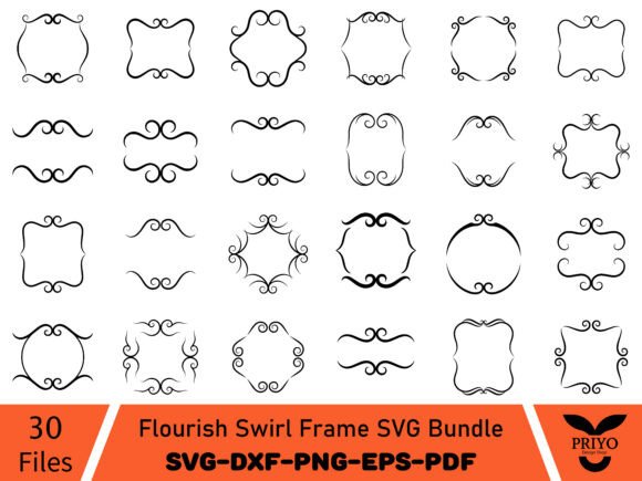 Flourish Swirl Frame SVG Bundle