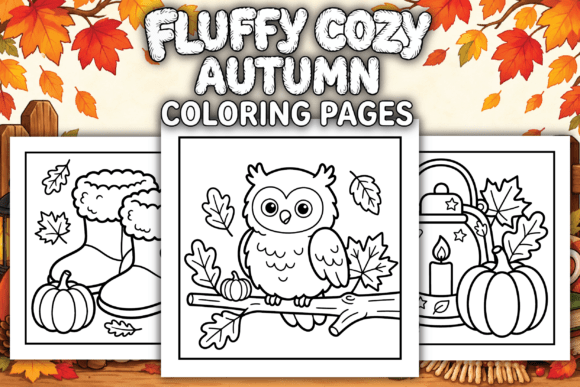 Fluffy Cozy Autumn Coloring Pages