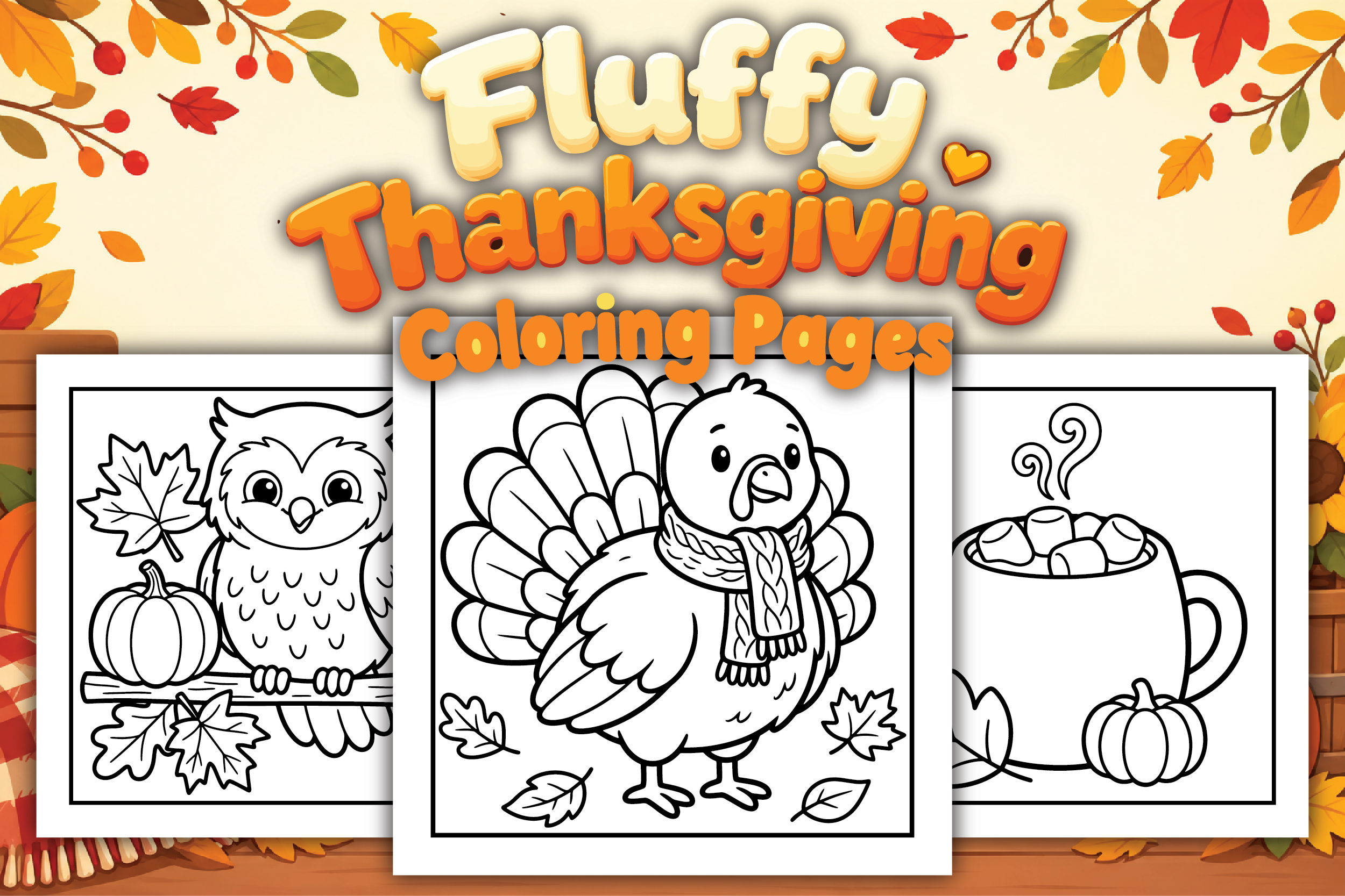 Fluffy Thanksgiving Coloring Pages