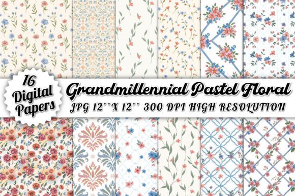 Grandmillennial Pastel Floral Seamless