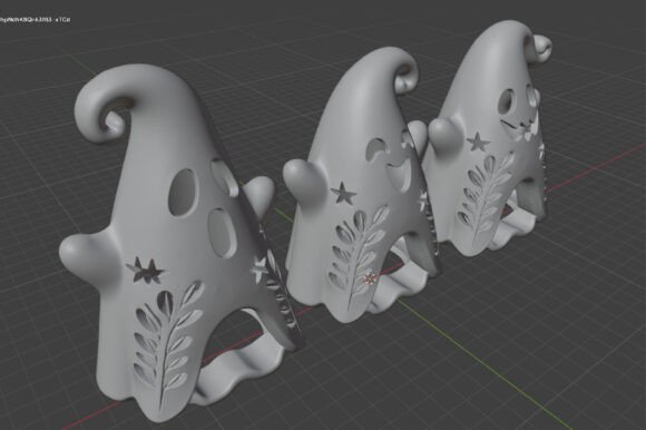 Halloween Ghost Candle Holder STL Set – 3 Tealight Ghost Designs to 3D Print - Image 5