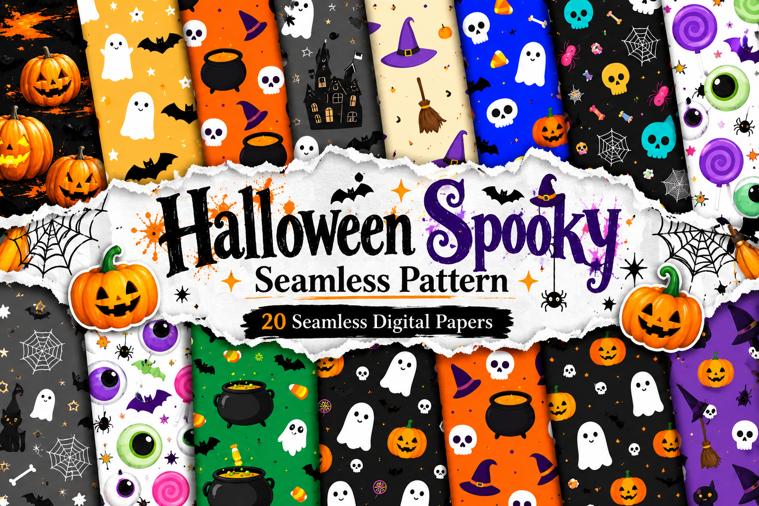 Halloween Spooky Seamless Pattern