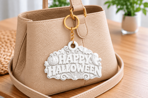 Happy Halloween Keychain 3D Printing STL – Pumpkin, Ghost & Spiderweb Charm Model - Image 2