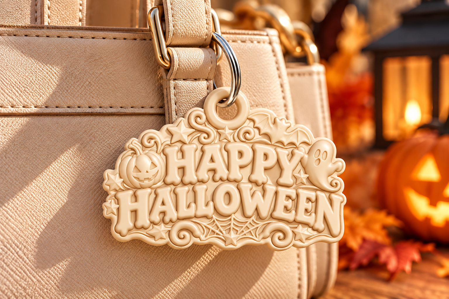 Happy Halloween Keychain 3D Printing STL – Pumpkin, Ghost & Spiderweb Charm Model - Image 4