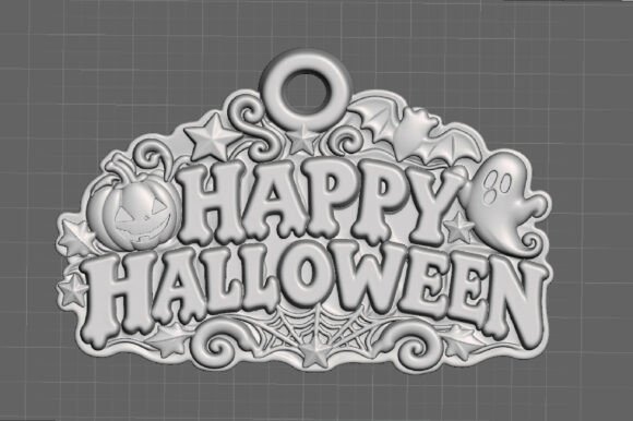 Happy Halloween Keychain 3D Printing STL – Pumpkin, Ghost & Spiderweb Charm Model - Image 3