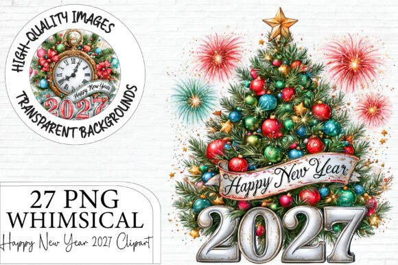 Happy New Year 2027 Clipart Bundle