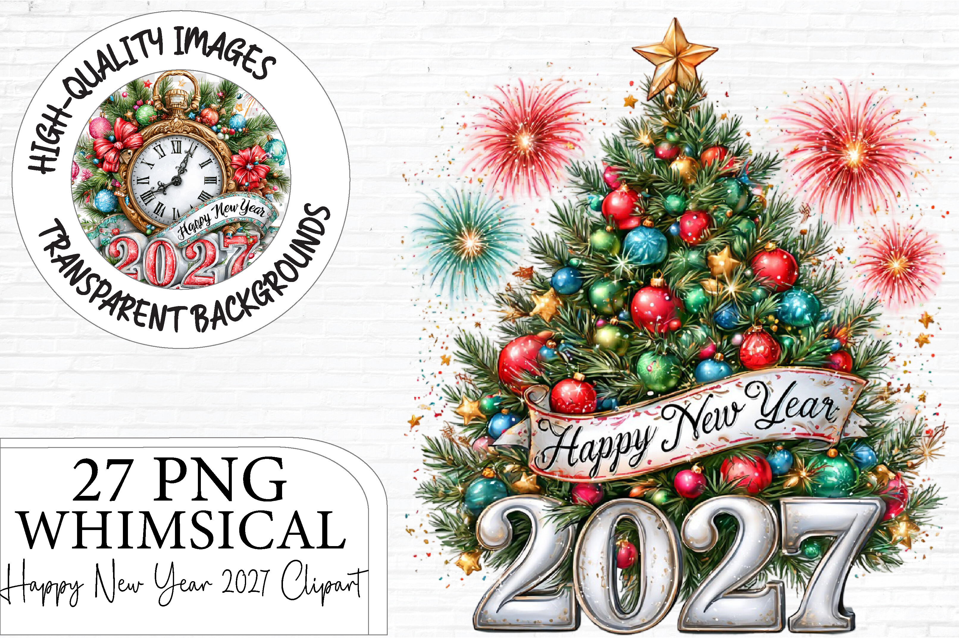 Happy New Year 2027 Clipart Bundle