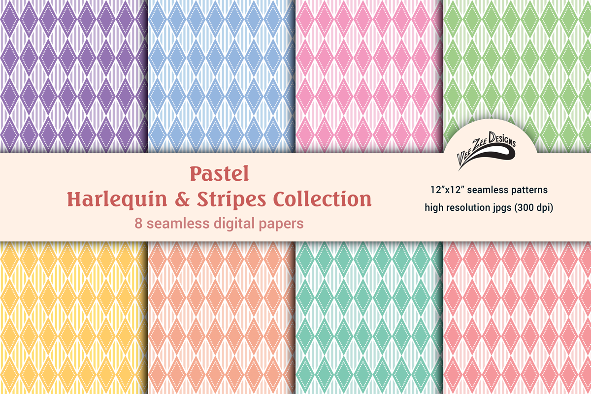 Harlequin Digital Paper Pattern Bundle