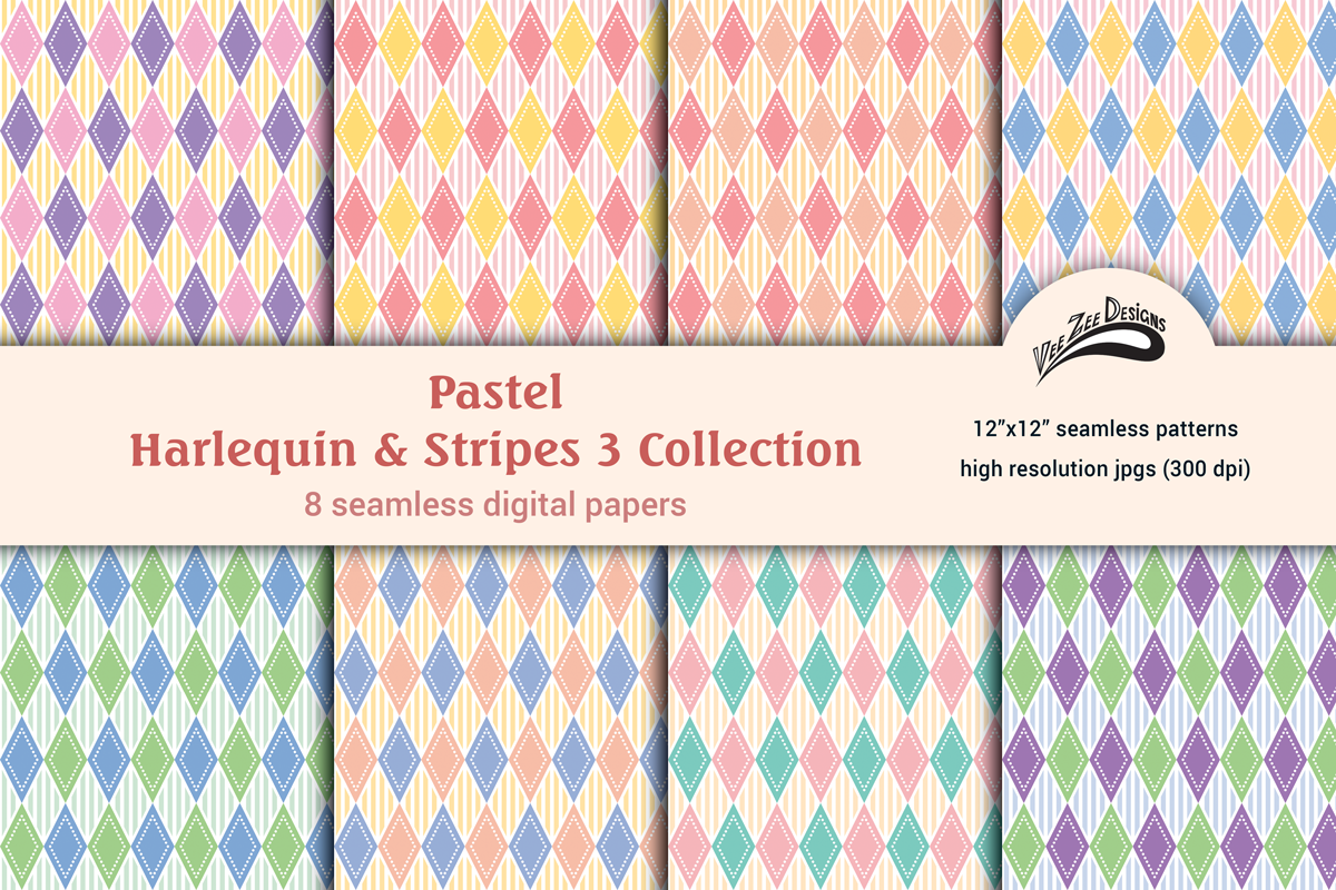 Harlequin Digital Paper Pattern Bundle