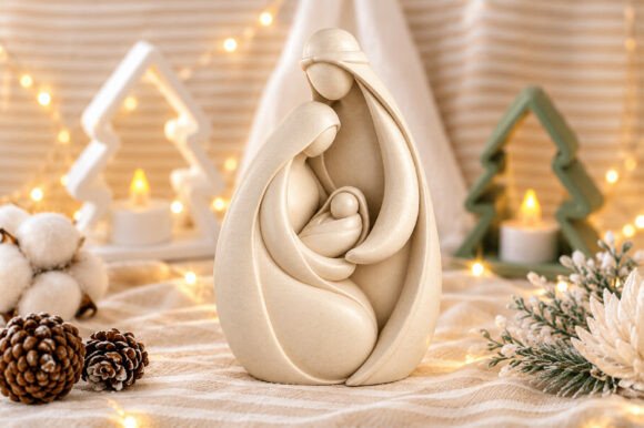 Minimalist Holy Family Nativity 3D STL – Printable Christmas Sculpture - Image 2