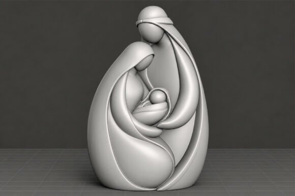 Minimalist Holy Family Nativity 3D STL – Printable Christmas Sculpture - Image 3