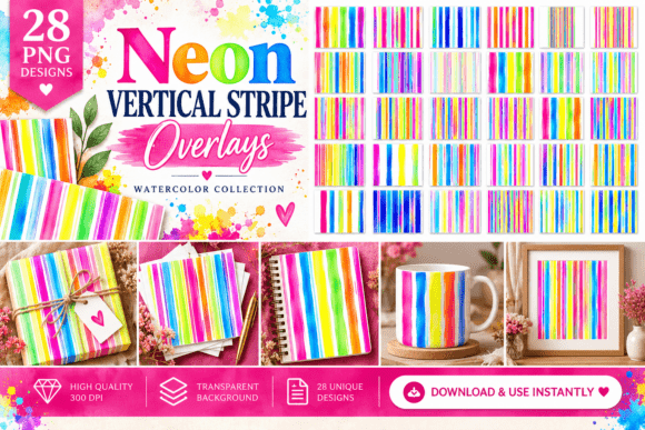 Neon Vertical Stripe Overlays