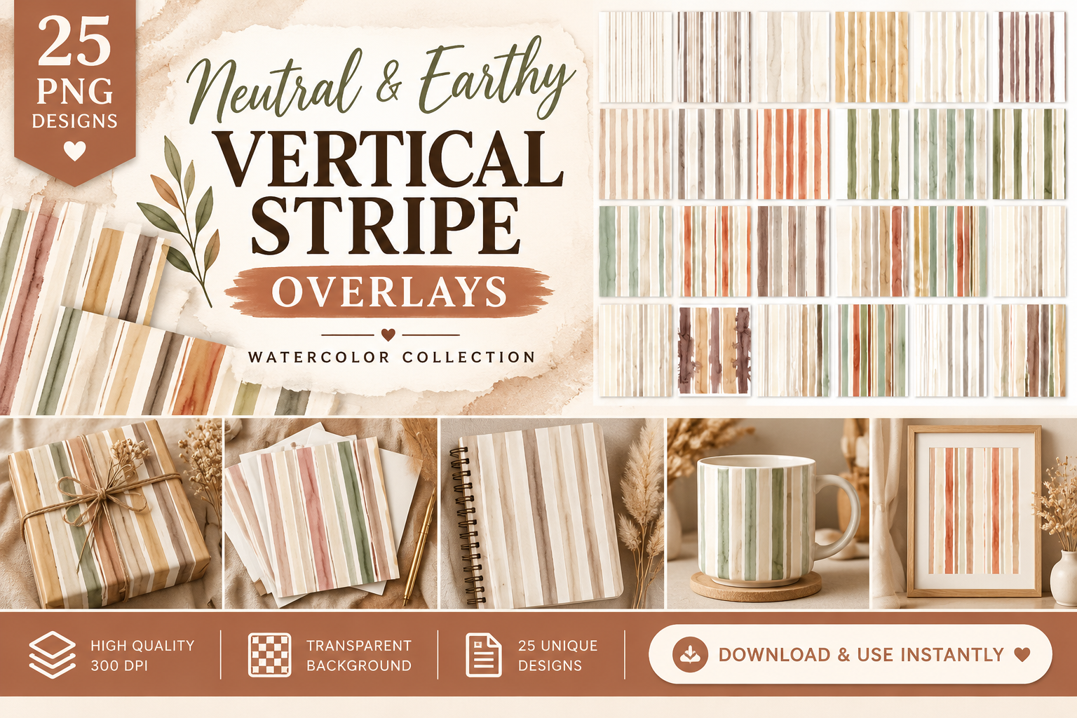 Neutral & Earthy Vertical Stripe Overlay