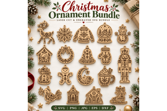Nordic Christmas Ornaments Laser Bundle laser cut file