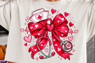 Nurse Valentine Heart Bow PNG Design