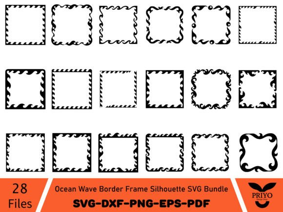 Ocean Wave Border Frame Silhouette SVG