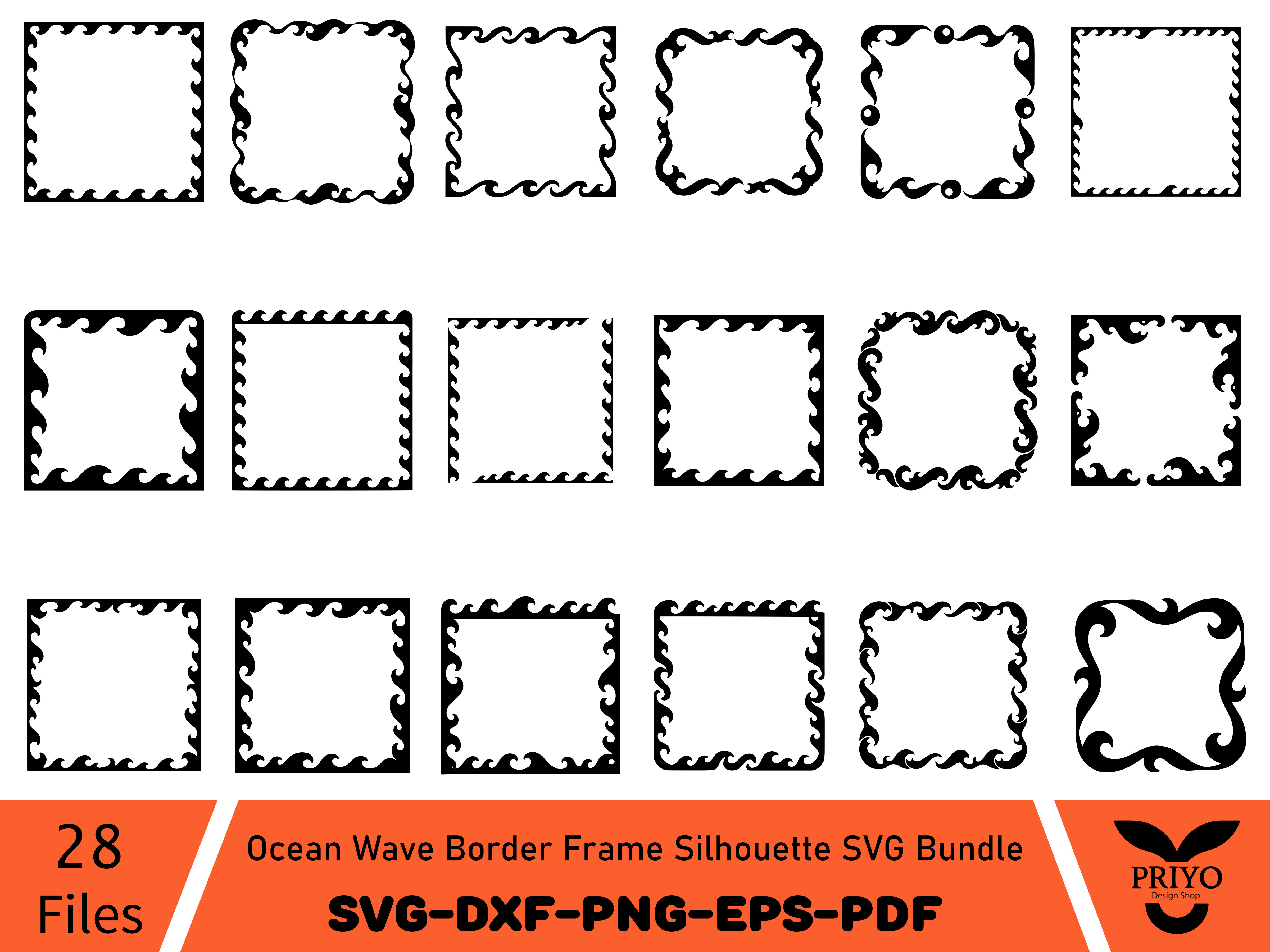 Ocean Wave Border Frame Silhouette SVG