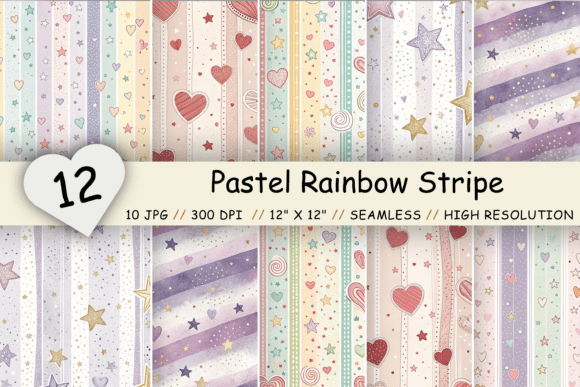 Pastel Rainbow Stripe Digital Paper Pack