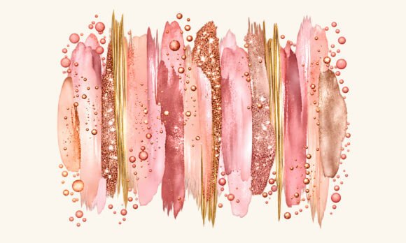 Pink Rose Gold Watercolor Strokes