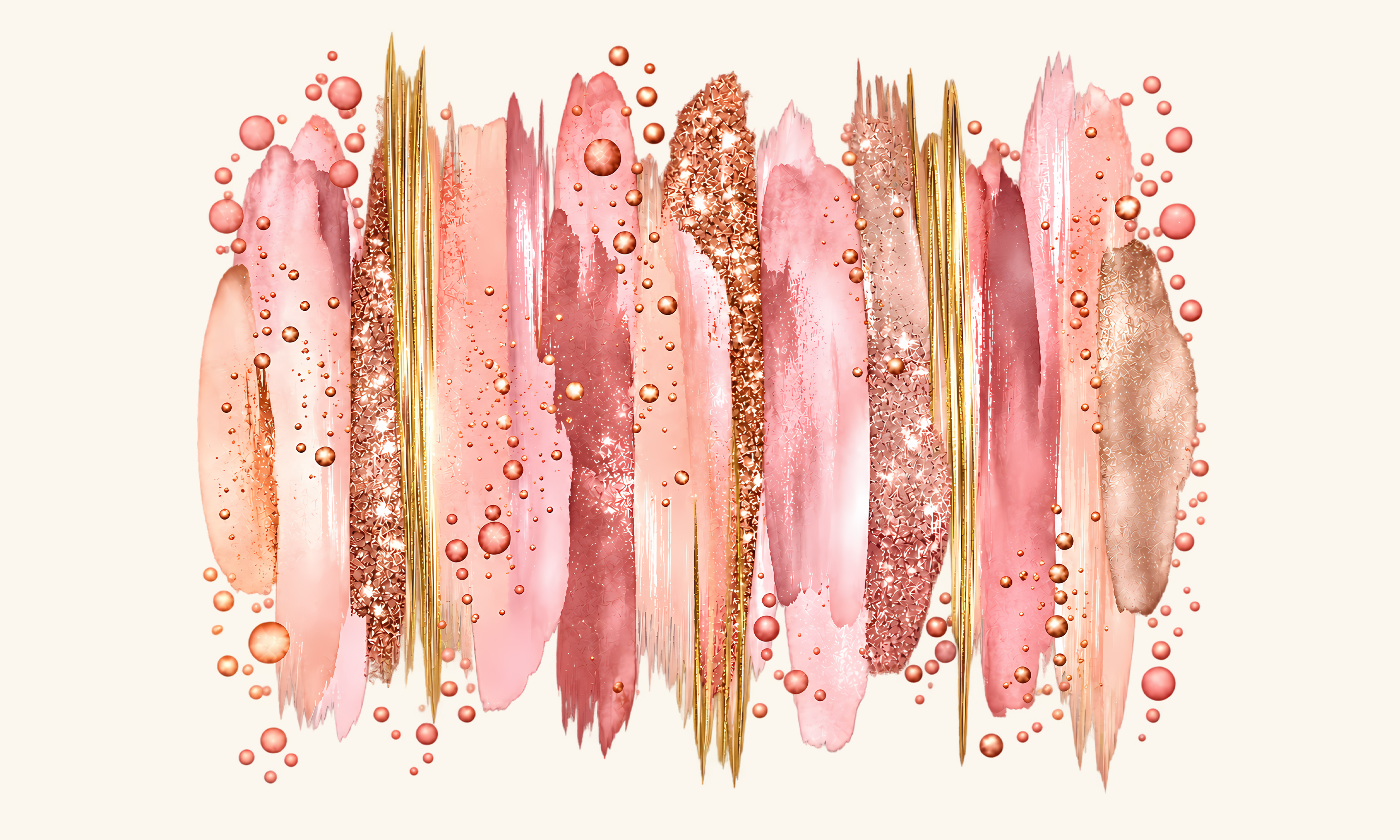 Pink Rose Gold Watercolor Strokes