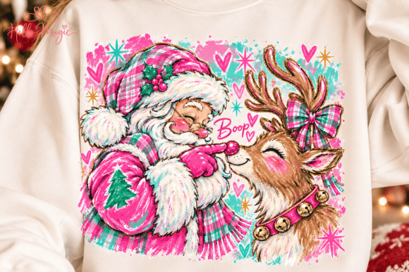 Pink Santa Reindeer Boop PNG
