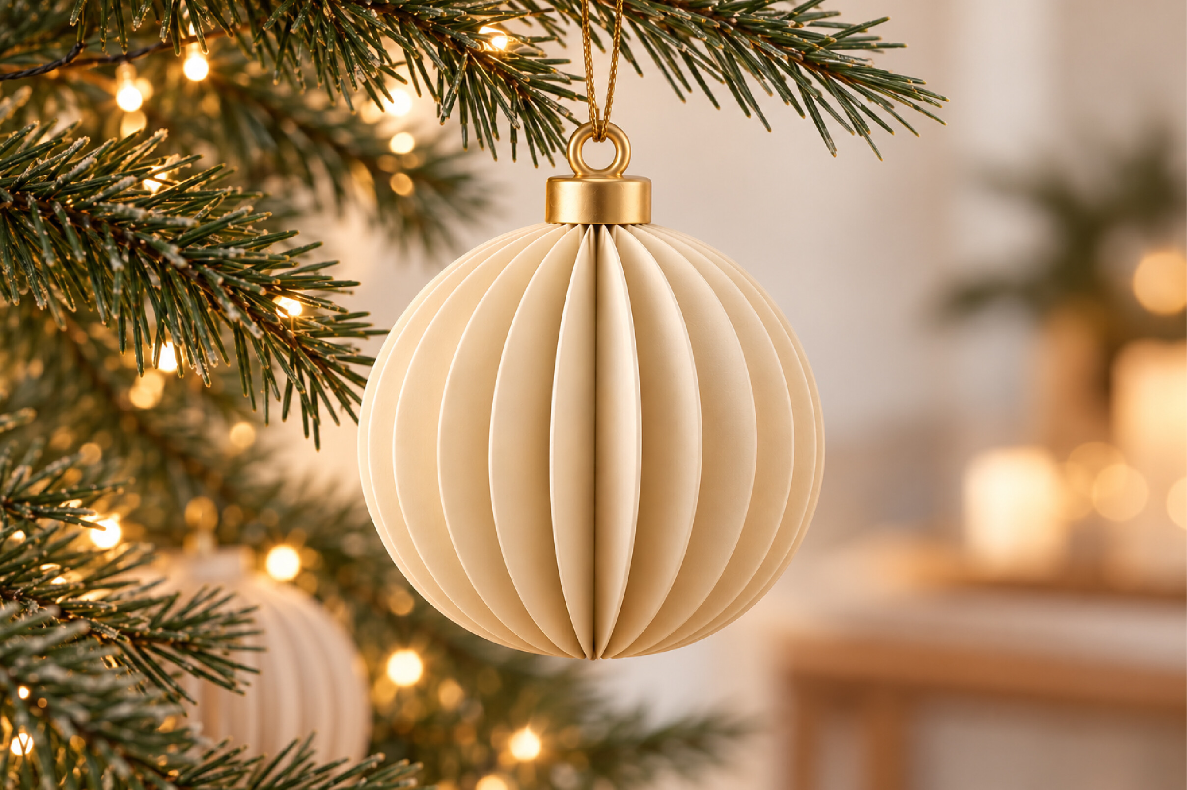 Pleated Christmas Ornament 3D STL – Printable Round Bauble with Hanging Loop - Image 4