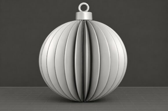 Pleated Christmas Ornament 3D STL – Printable Round Bauble with Hanging Loop - Image 3