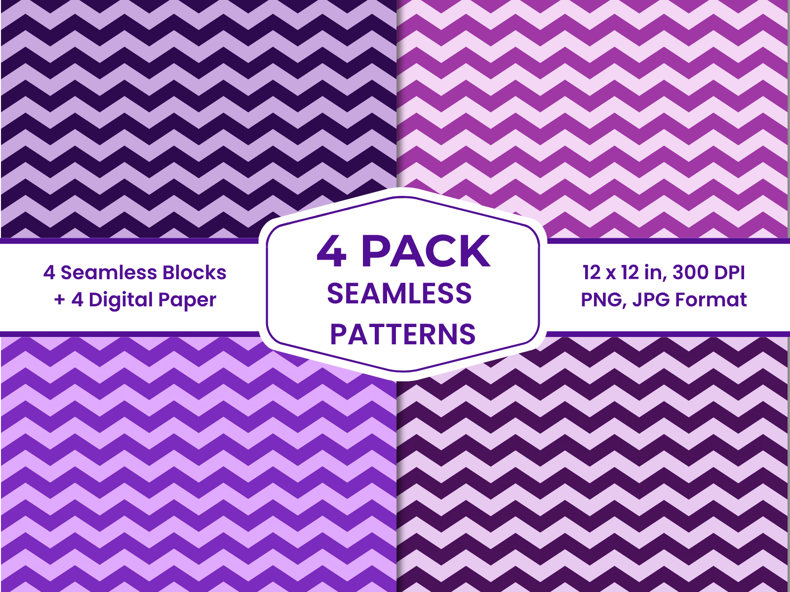 Purple Chevron Seamless Pattern Bundle