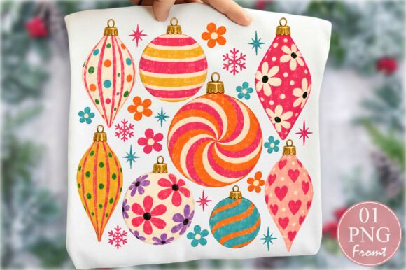 Retro Christmas Ornaments PNG