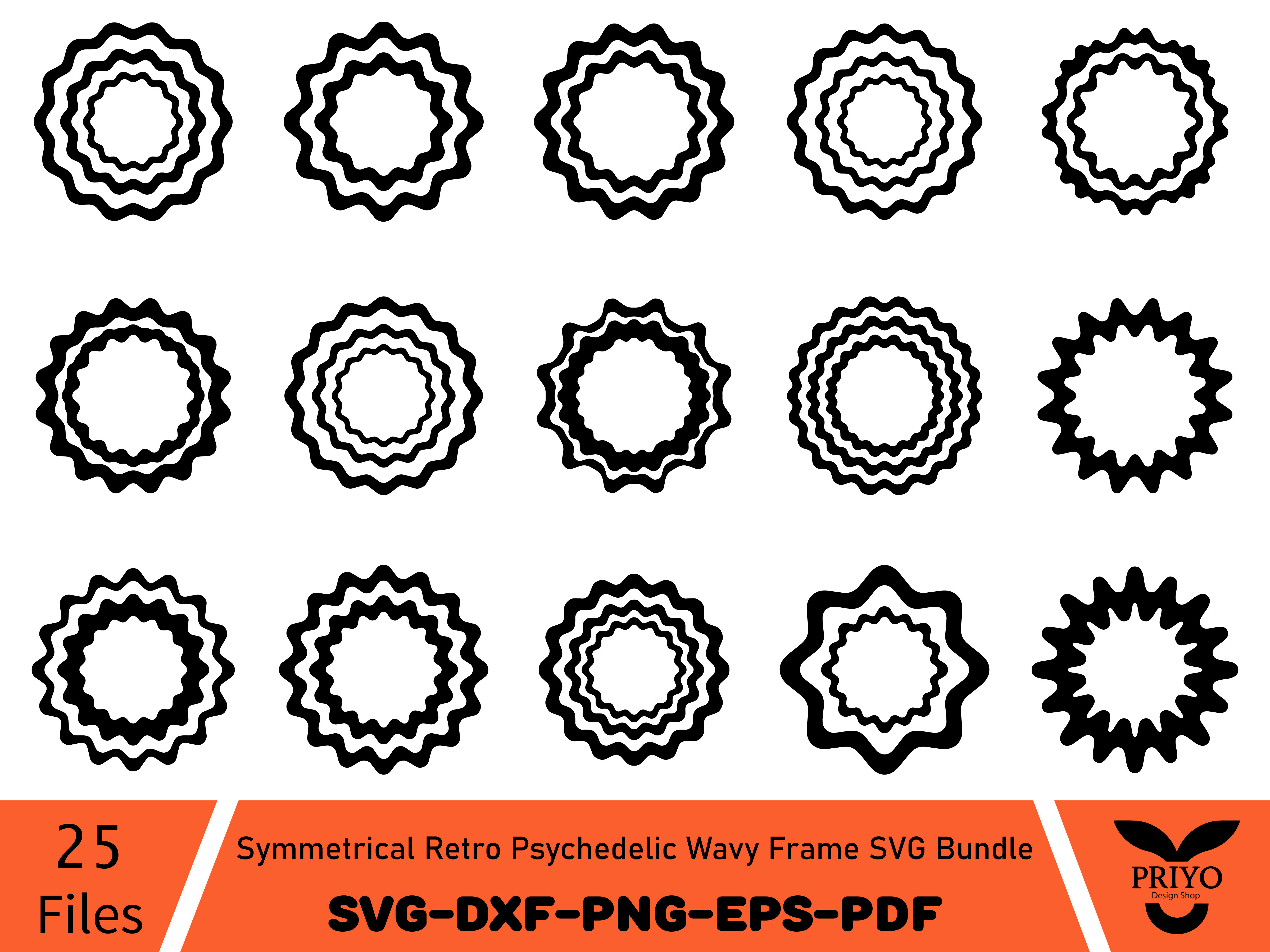 Symmetrical Retro Psychedelic Wavy Frame