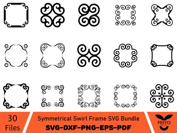 Symmetrical Swirl Frame SVG Bundle