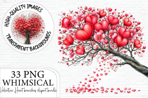 Valentine Heart Tree Clipart Bundle