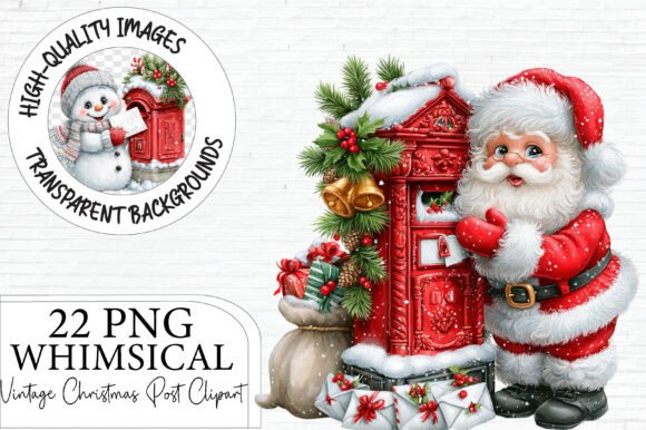 Vintage Christmas Postbox Clipart Bundle