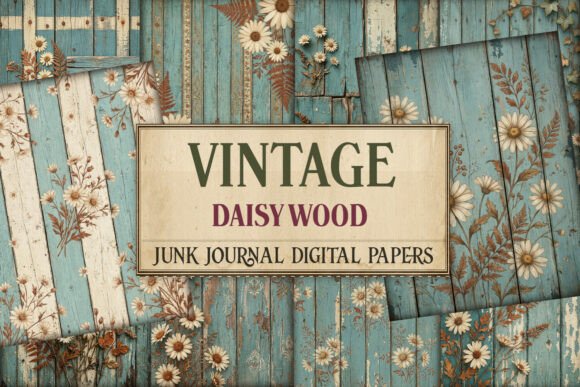 Vintage Daisy Wood Junk Journal Paper