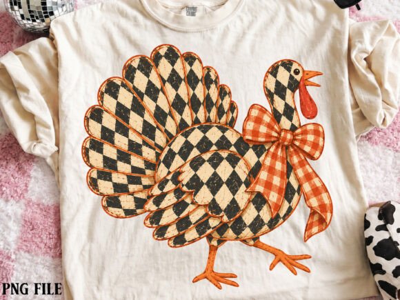Vintage Distressed Harlequin Turkey PNG