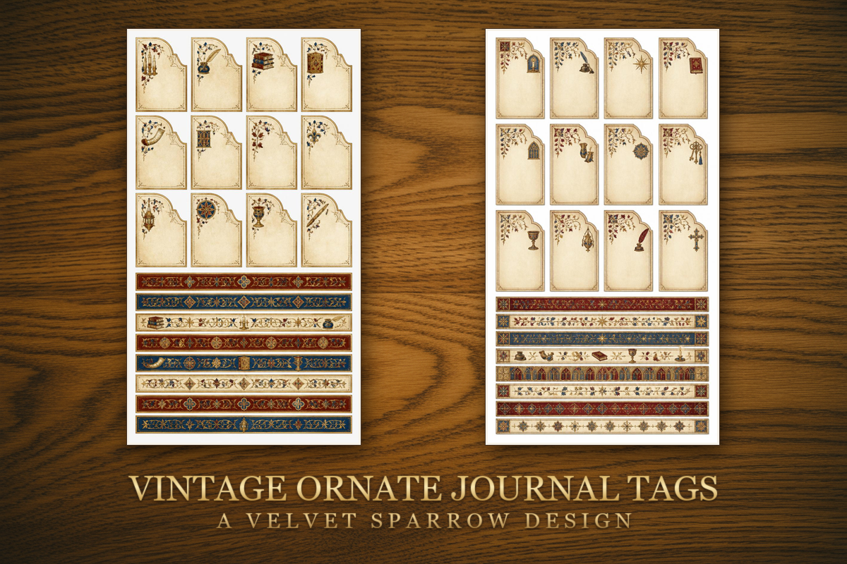 Vintage Ornate Journal Tags