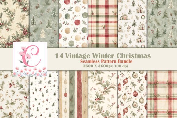 Vintage Winter Christmas Digital Paper