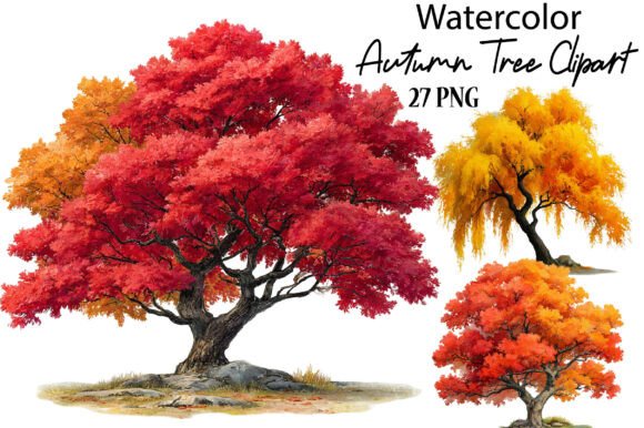 Watercolor Autumn Tree PNG Clipart