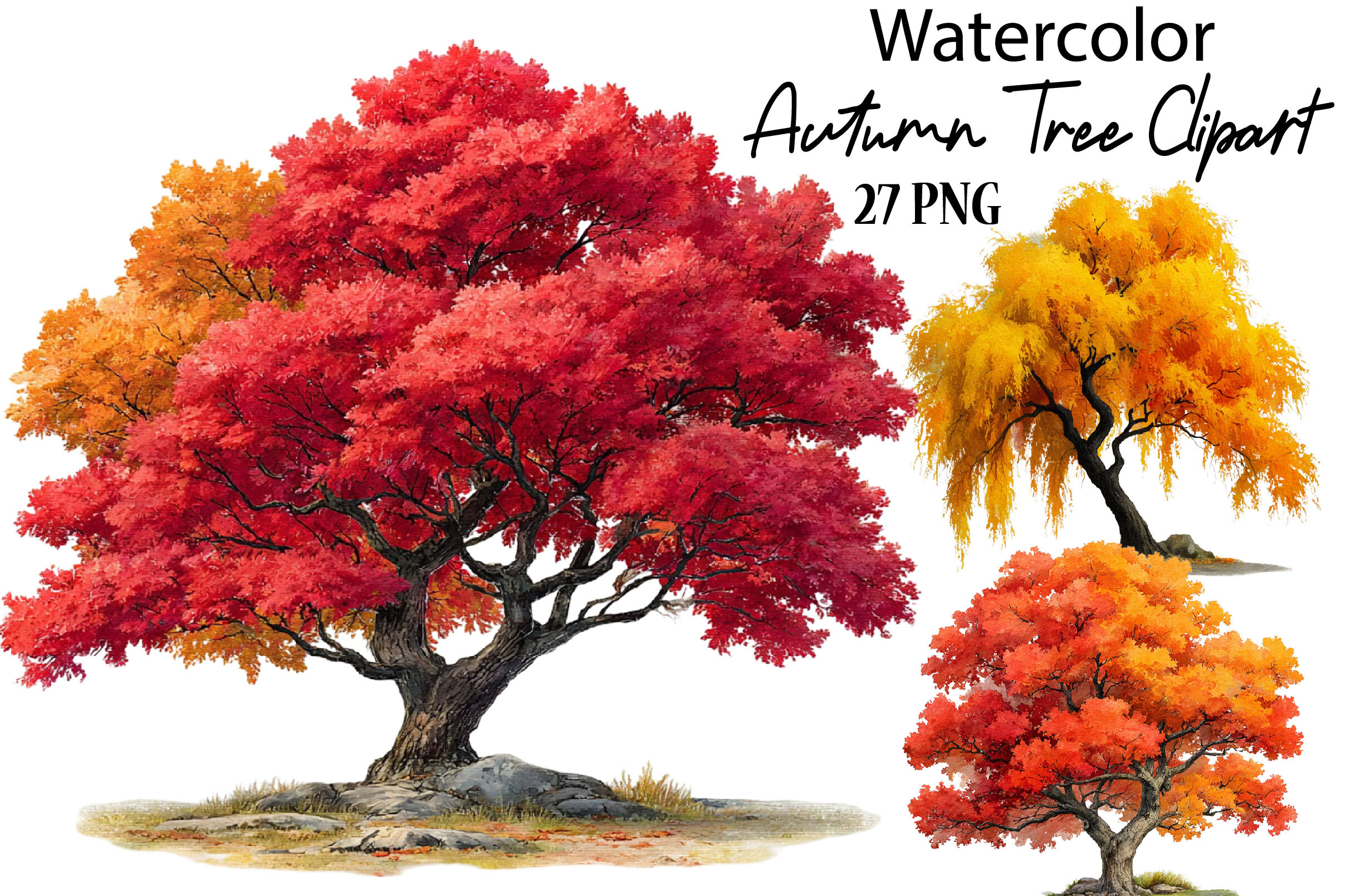 Watercolor Autumn Tree PNG Clipart