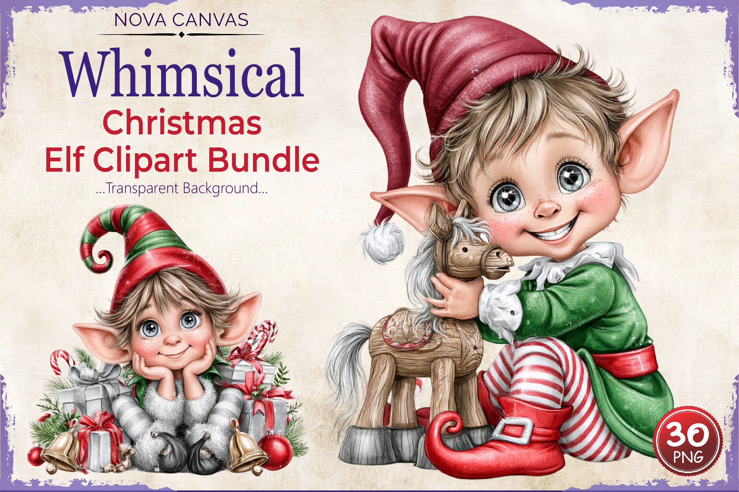 Whimsical Christmas Elf Clipart PNG